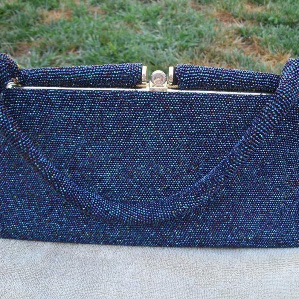 Vintage Blue Beaded Evening Bag